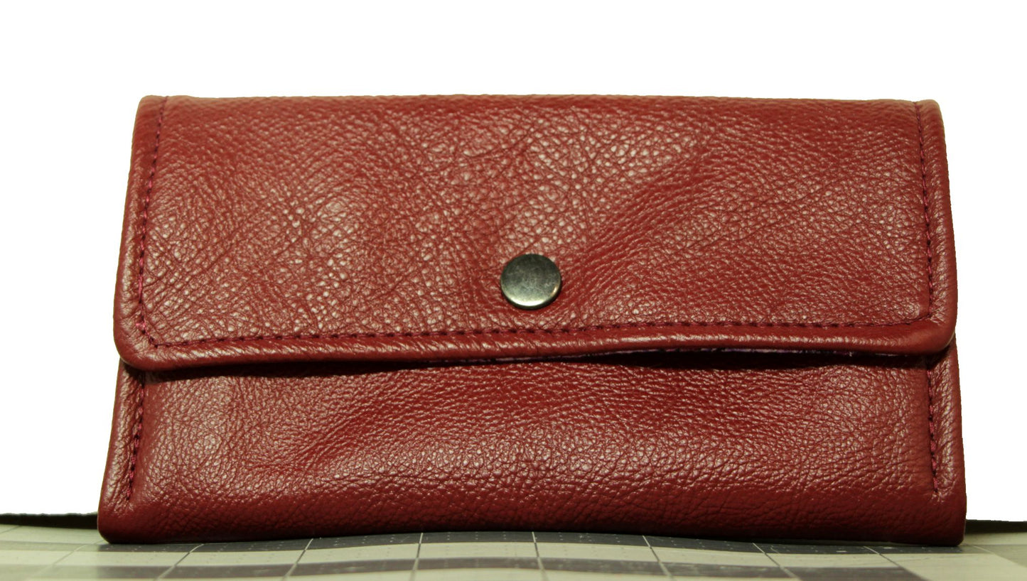7742 TonyD Wellesley Wallet Burgundy with Purple Floral