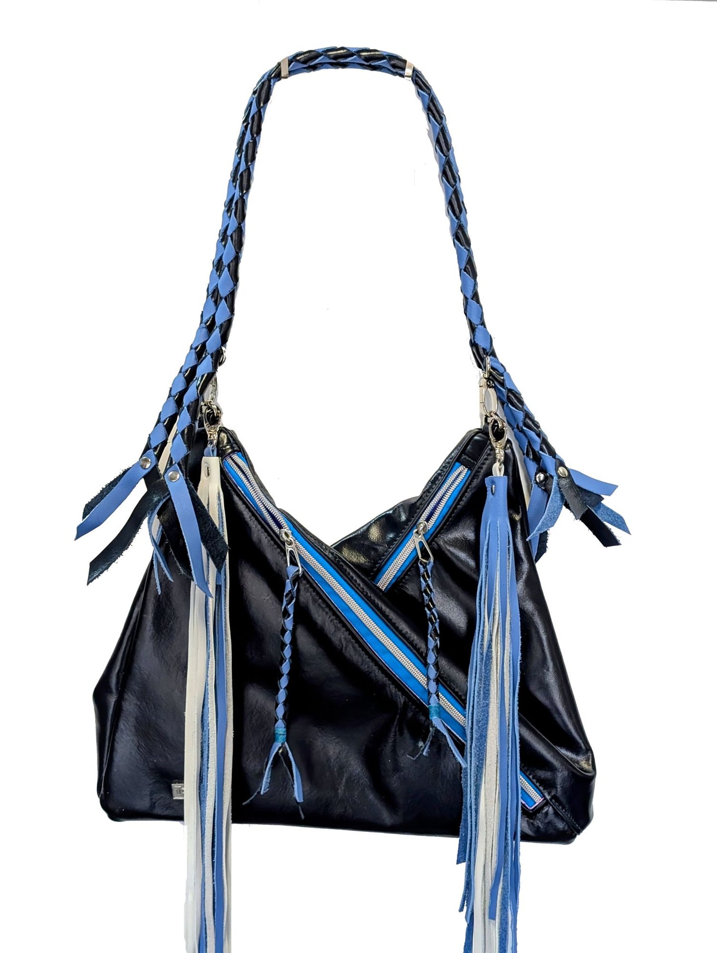 7862 Traudy Triangular Bag Navy w/White Tassels
