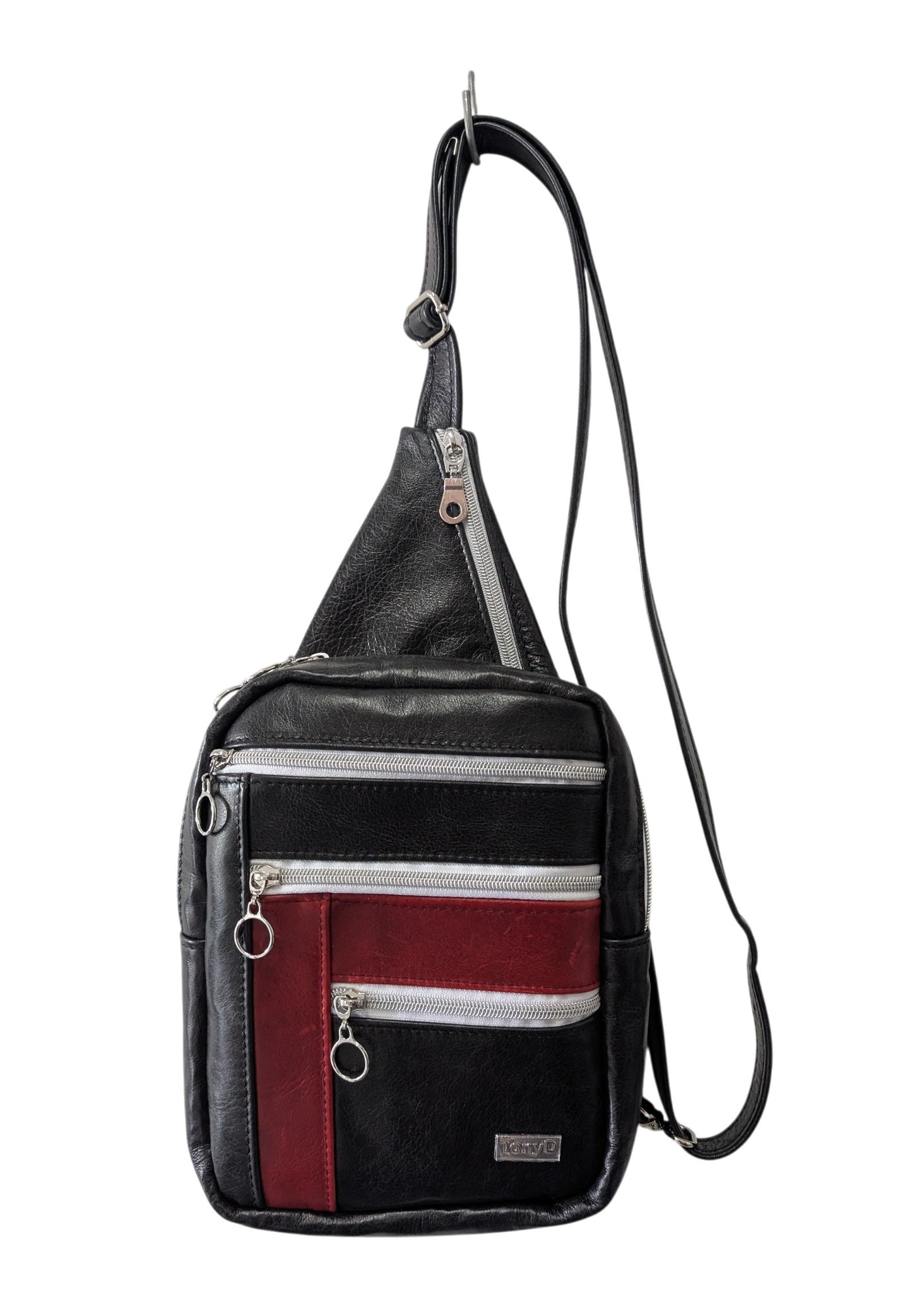 7886 Bartleby Sling Bag w/black & sangria color blocking