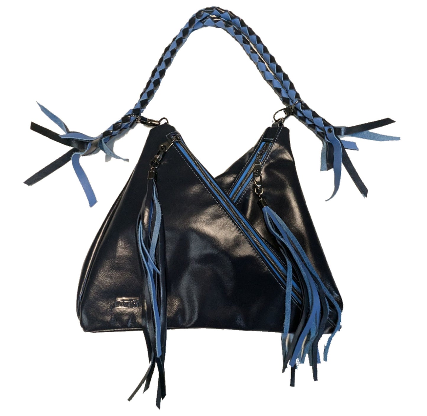 7856 Traudy Triangular Bag Midnight Navy with blue highlights
