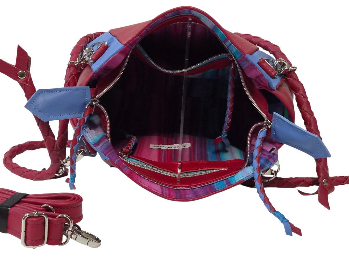 7894 Samaren Shoulder Bag Carolina Blue & Pebbled Red