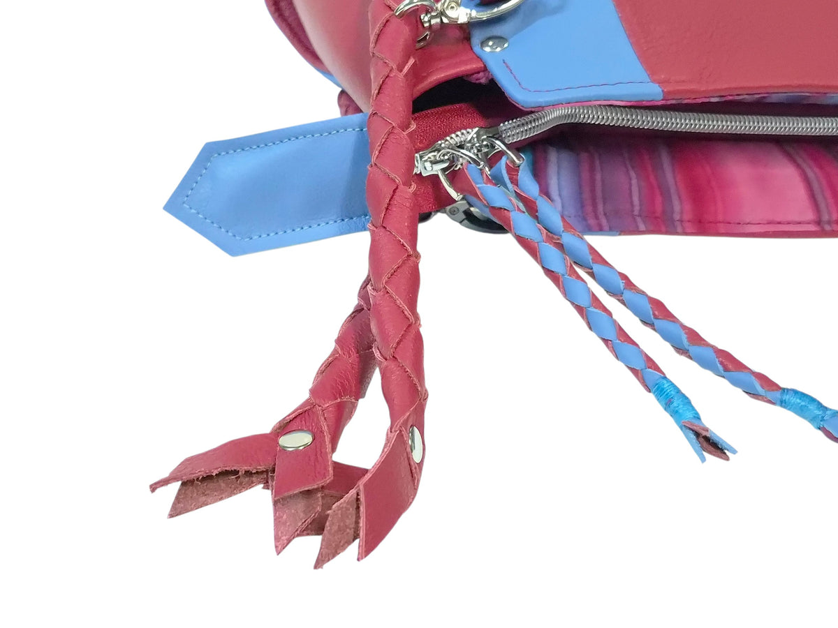 7894 Samaren Shoulder Bag Carolina Blue & Pebbled Red