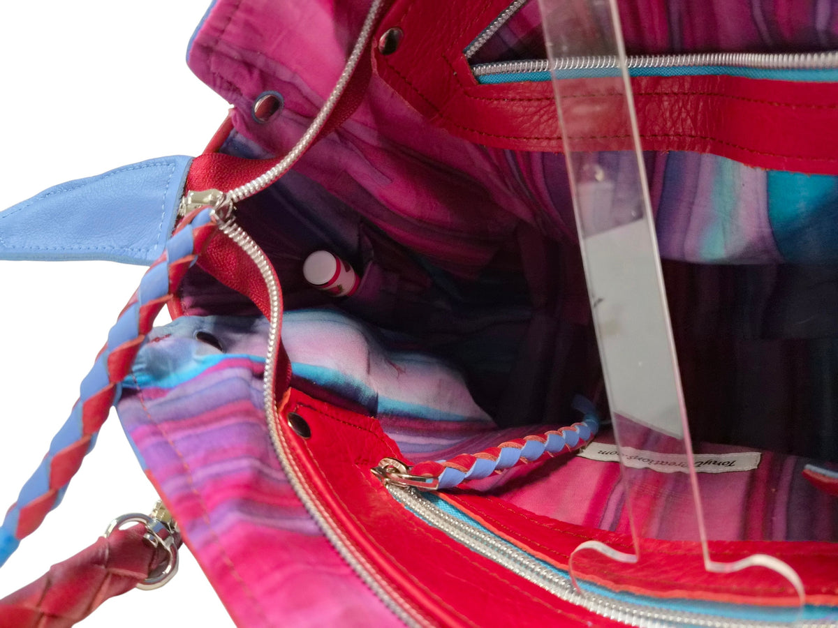 7894 Samaren Shoulder Bag Carolina Blue & Pebbled Red