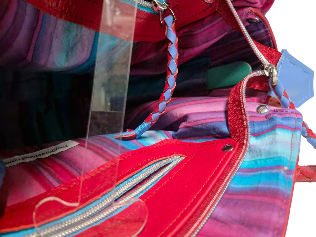 7894 Samaren Shoulder Bag Carolina Blue & Pebbled Red