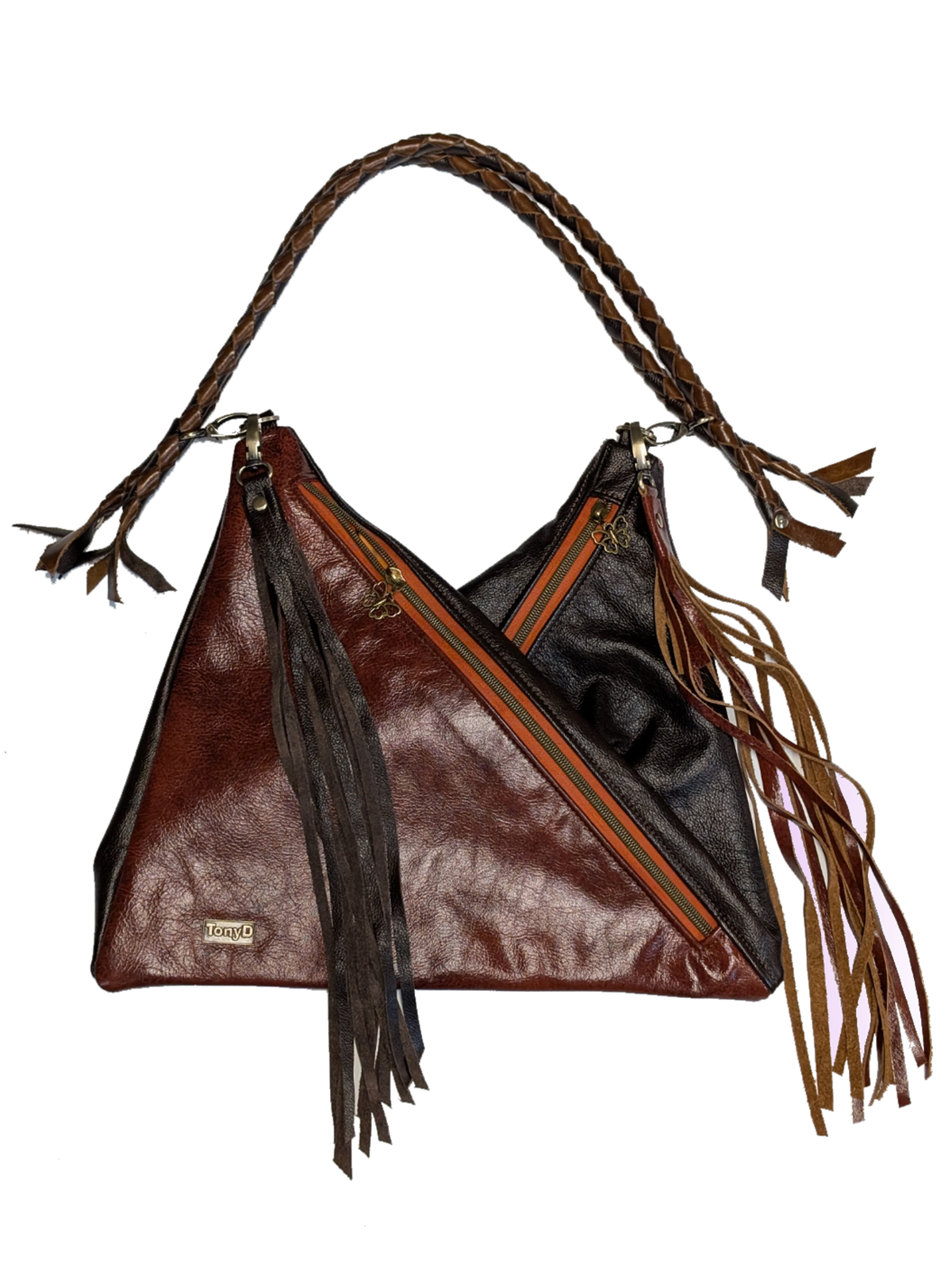 7854 7854 Traudy Triangular Bag Two Browns – TonyD Creations