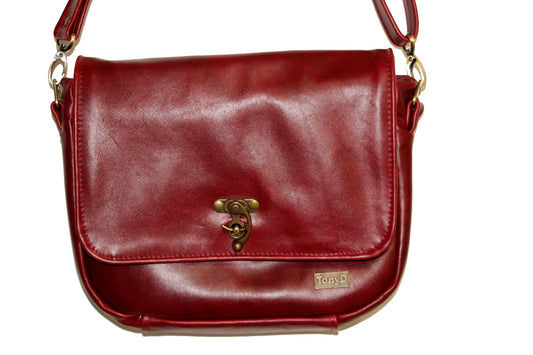 7808 TonyD Everyday Everything Bag Medio in Sangria Pull-up Leather