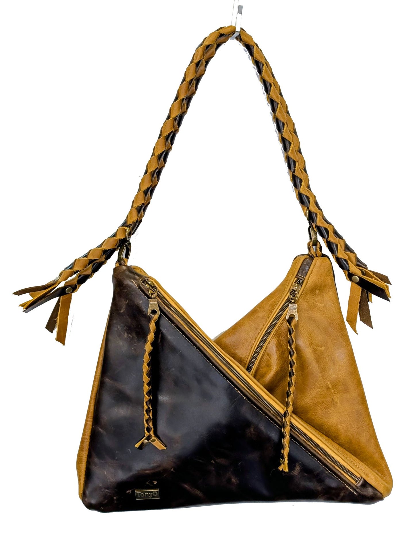 7858 Traudy Triangular Bag Brown & Mustard