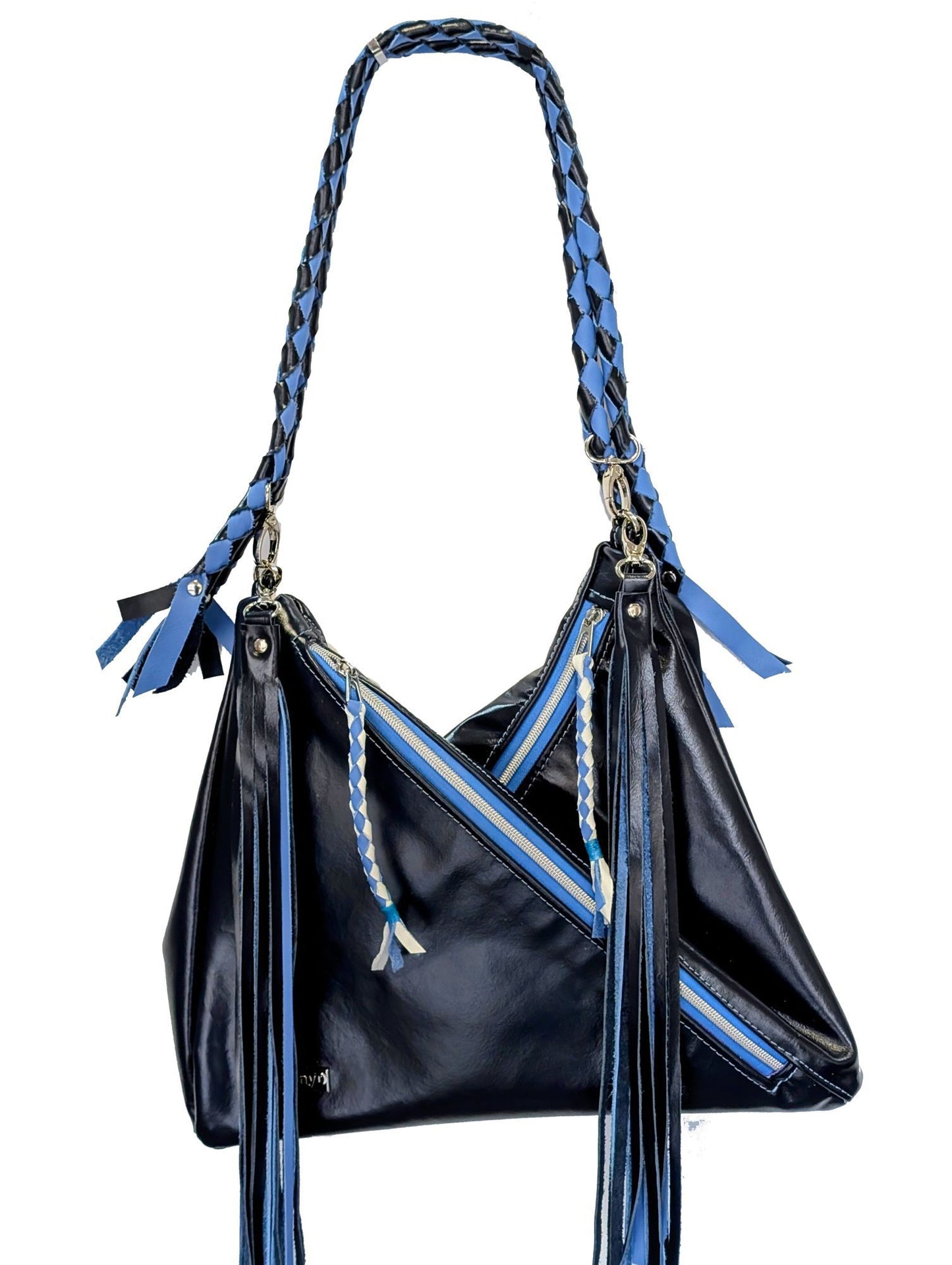 7861Traudy Triangular Bag Navy w/TwoBlueTassels