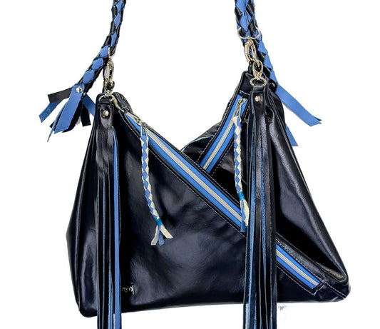 7861Traudy Triangular Bag Navy w/TwoBlueTassels