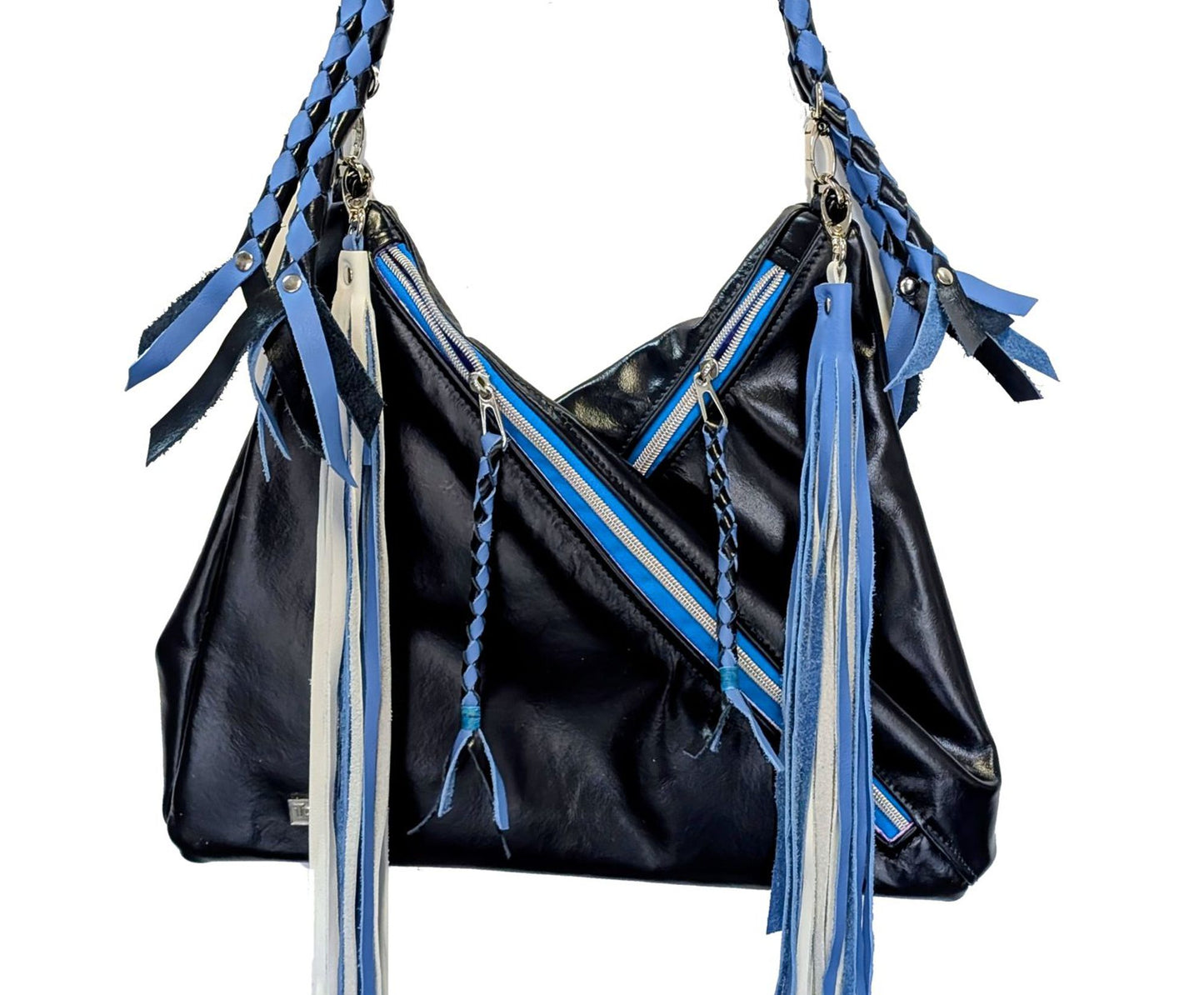7862 Traudy Triangular Bag Navy w/White Tassels