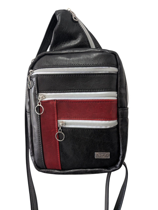 7886 Bartleby Sling Bag w/black & sangria color blocking