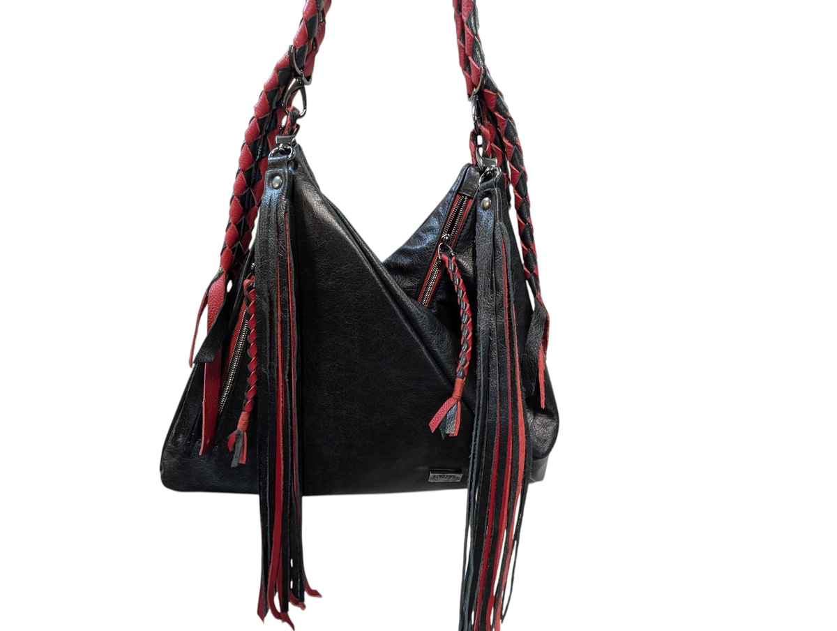 7892 Traudy Triangle Bag Black & Red CC
