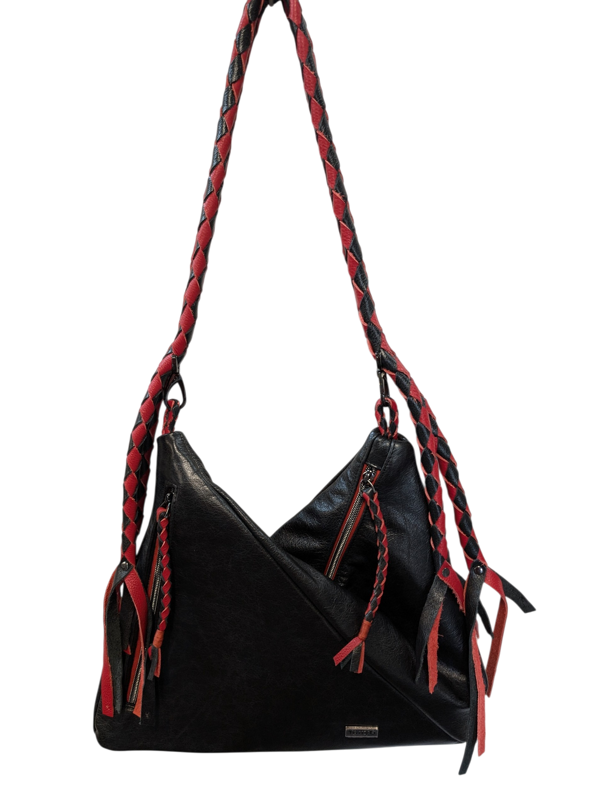 7892 Traudy Triangle Bag Black & Red CC