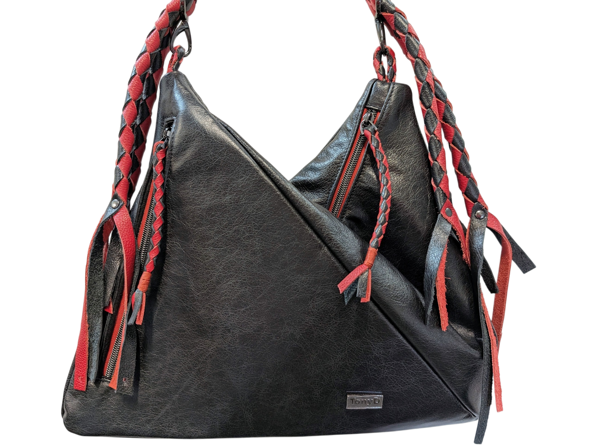 7892 Traudy Triangle Bag Black & Red CC
