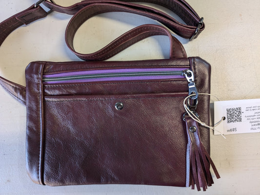 7750 Eggplant Cross-body Clutch w/purple lining