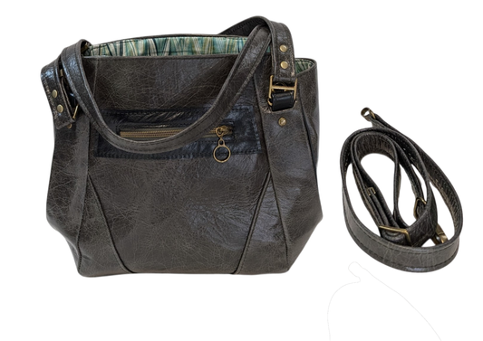 7883 Samaren Shoulder Bag in Forest Green & Black Highlights